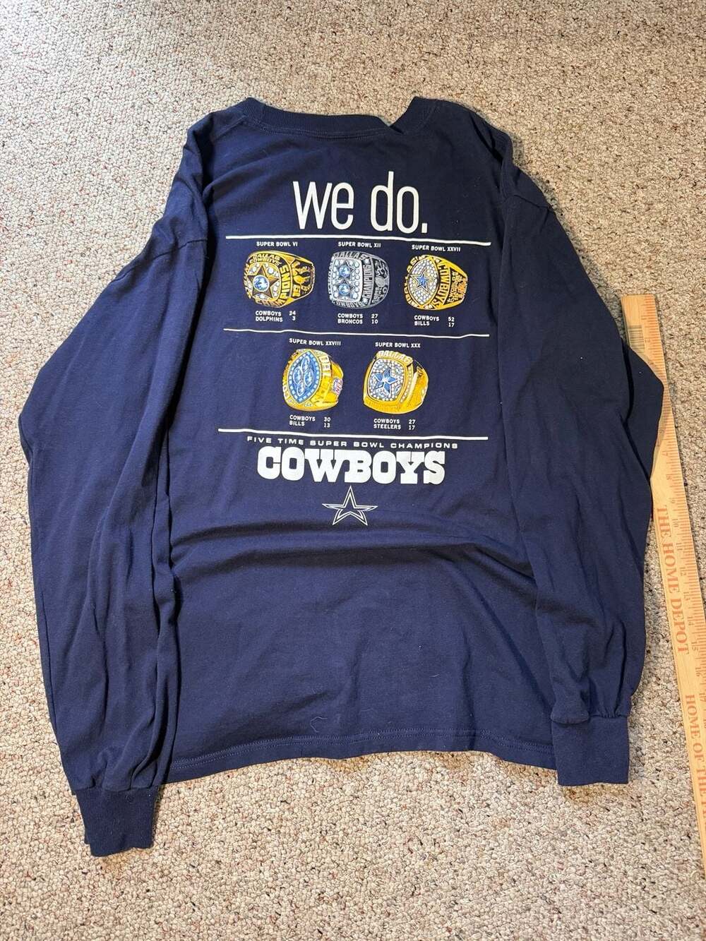 Dallas Cowboys "Got Five?" Super Bowl Champions Long Sleeve Shirt Blue Size‎ L